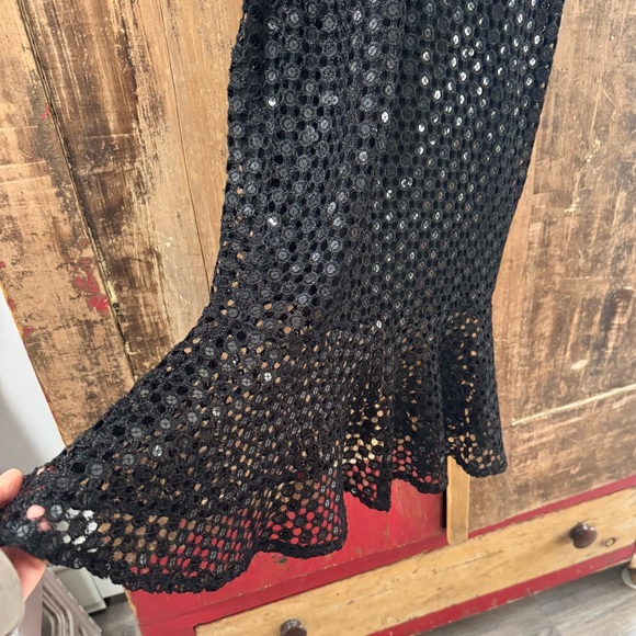 NWOT LULUS CHANCE ENCOUNTER LACE TRUMPET MIDI BLACK SEQUEN XS SEXY - Picture 10 of 16